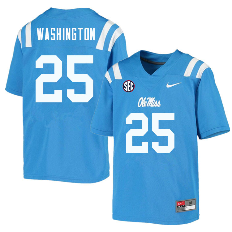 Men #25 Trey Washington Ole Miss Rebels College Football Jerseys Sale-Powder Blue